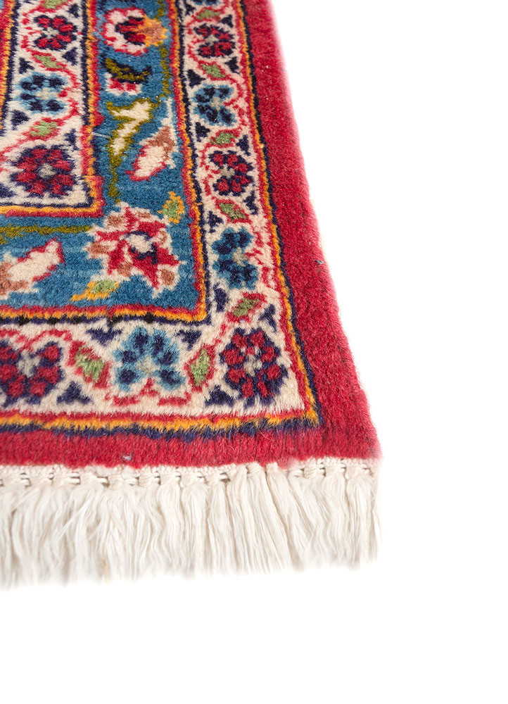 aalam red and orange wool hand knotted Rug - Corner