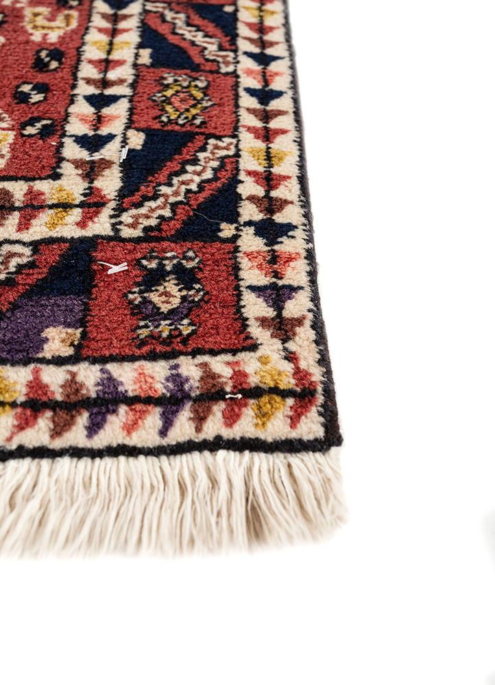 aalam red and orange wool hand knotted Rug - Corner aalam red and orange wool hand knotted Rug - Corner
