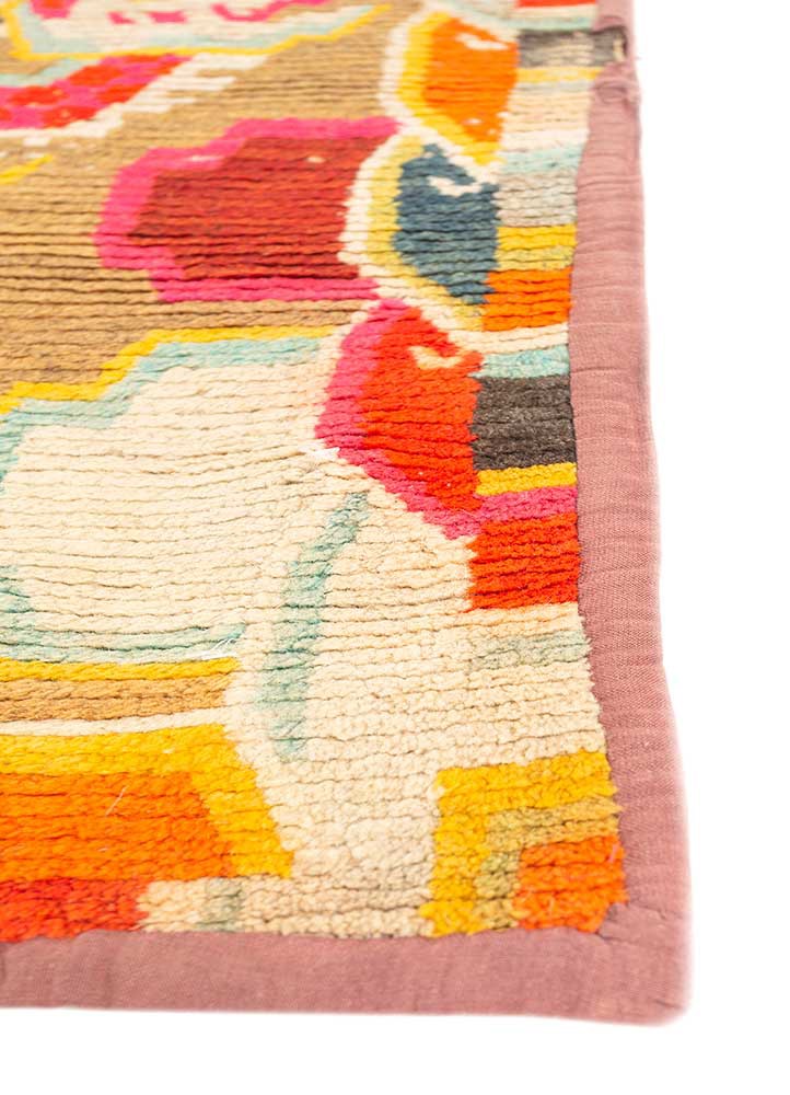 nayaab beige and brown wool flat weaves Rug - Corner