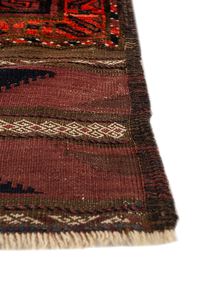 kiaan red and orange wool hand knotted Rug - Corner