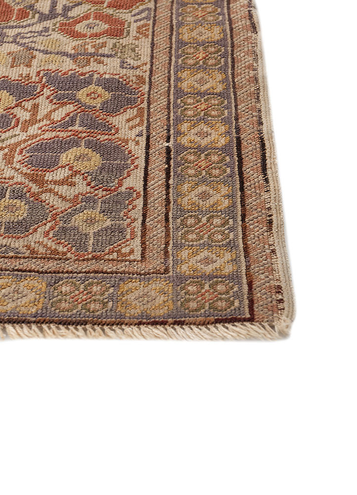 aalam red and orange wool hand knotted Rug - Corner