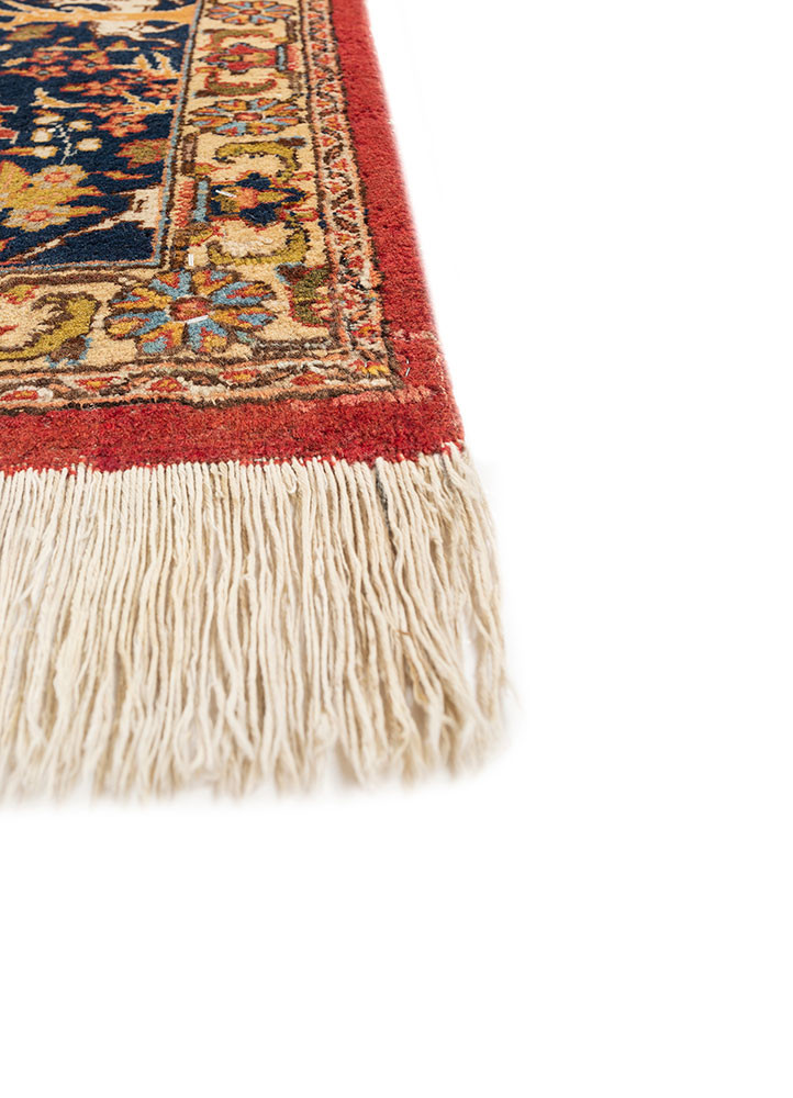 aalam red and orange wool hand knotted Rug - Corner aalam red and orange wool hand knotted Rug - Corner