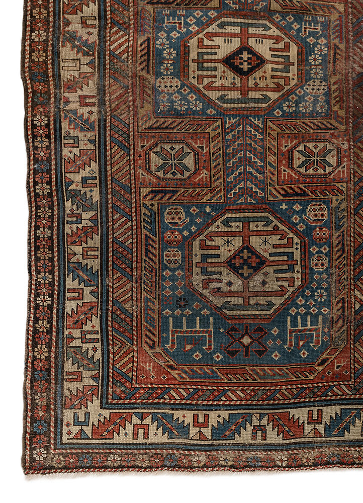 kiaan blue wool hand knotted Rug - Corner