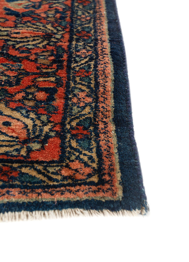 aalam blue wool hand knotted Rug - Corner
