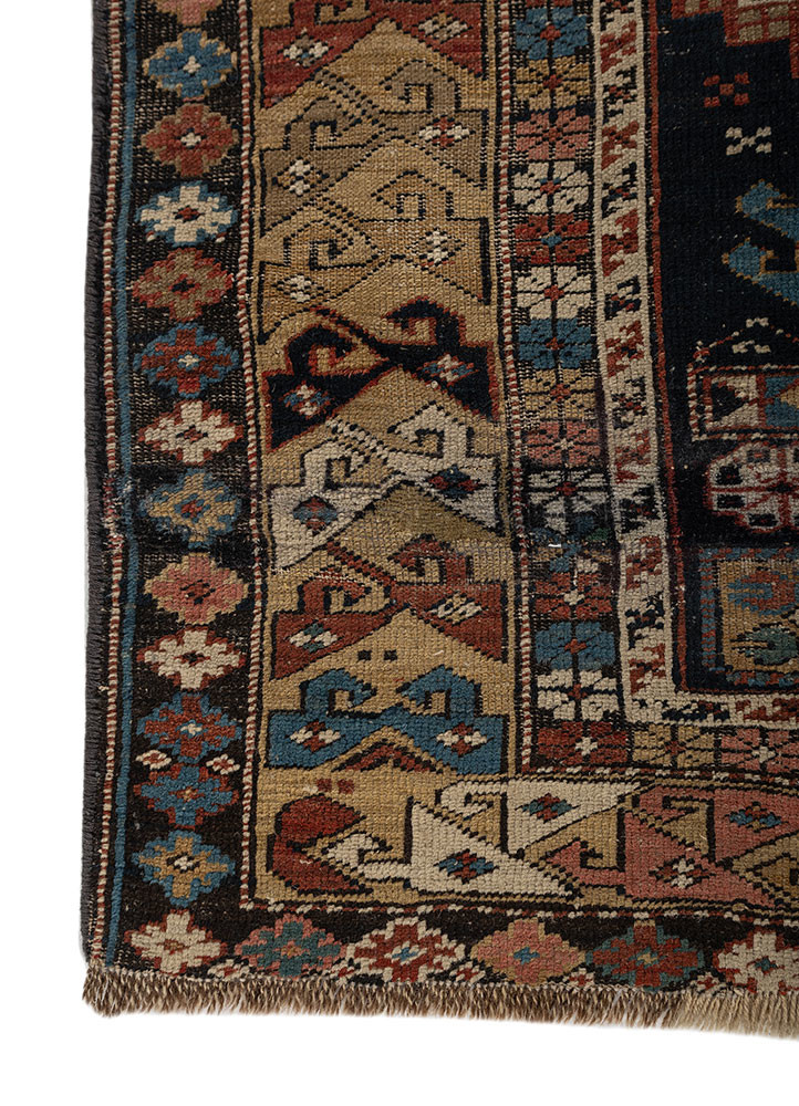 aalam blue wool flat weaves Rug - Corner aalam blue wool flat weaves Rug - Corner