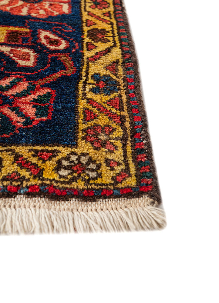 aalam blue wool hand knotted Rug - Corner