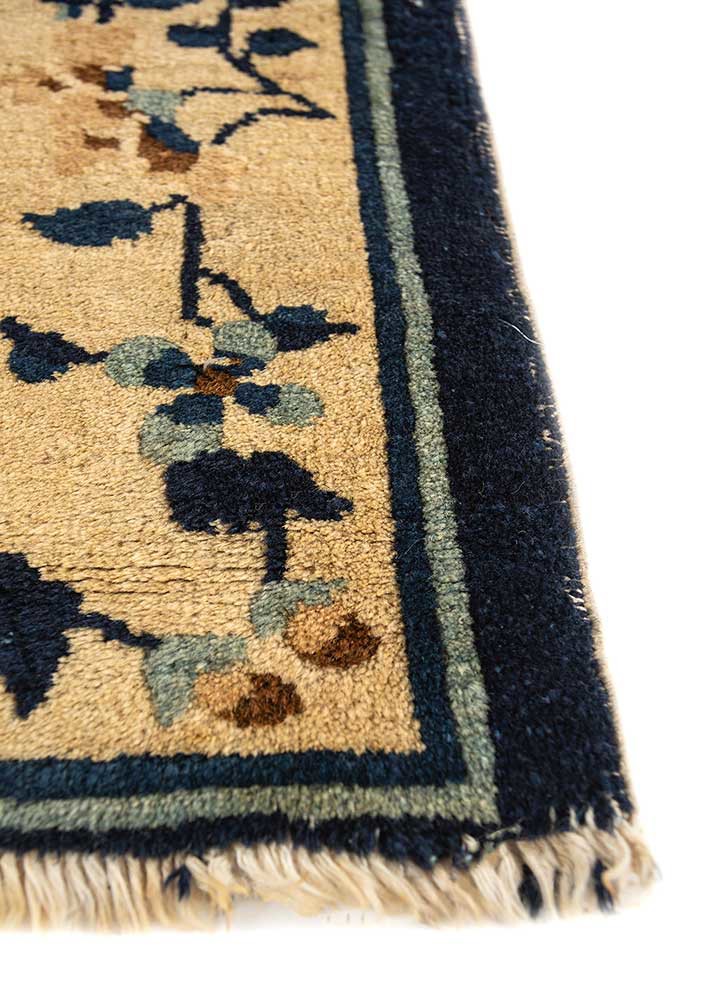 pechino blue wool hand knotted Rug - Corner
