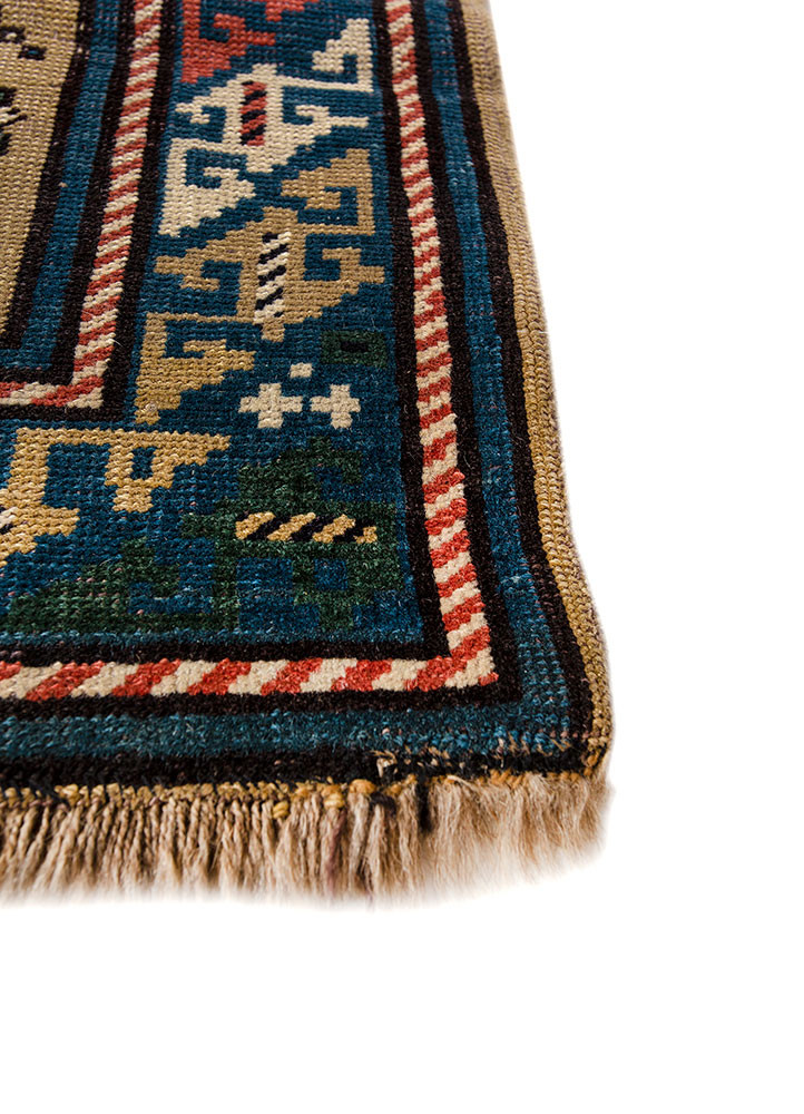aalam beige and brown wool hand knotted Rug - Corner