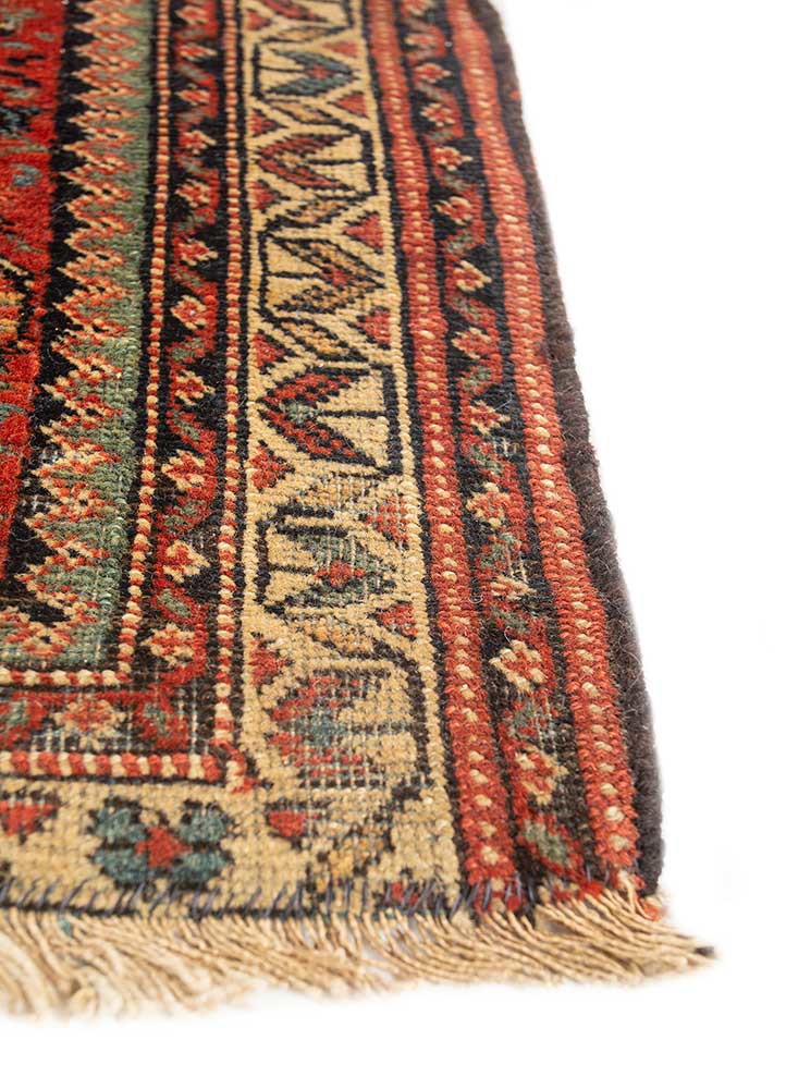 nayaab red and orange wool flat weaves Rug - Corner