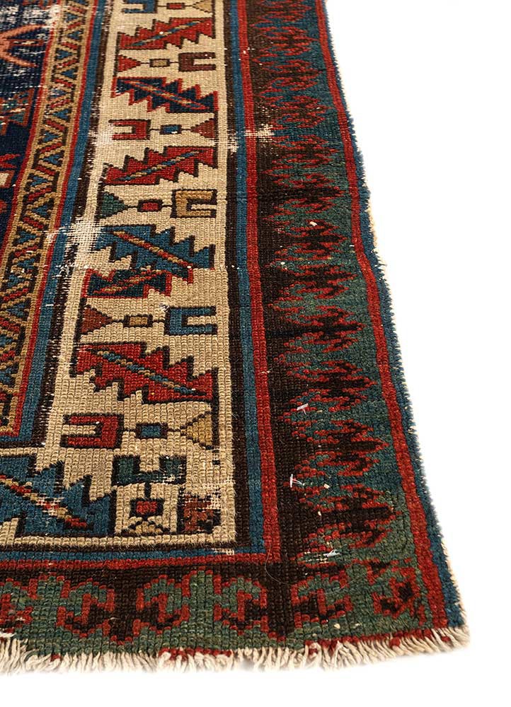 nayaab blue wool flat weaves Rug - Corner