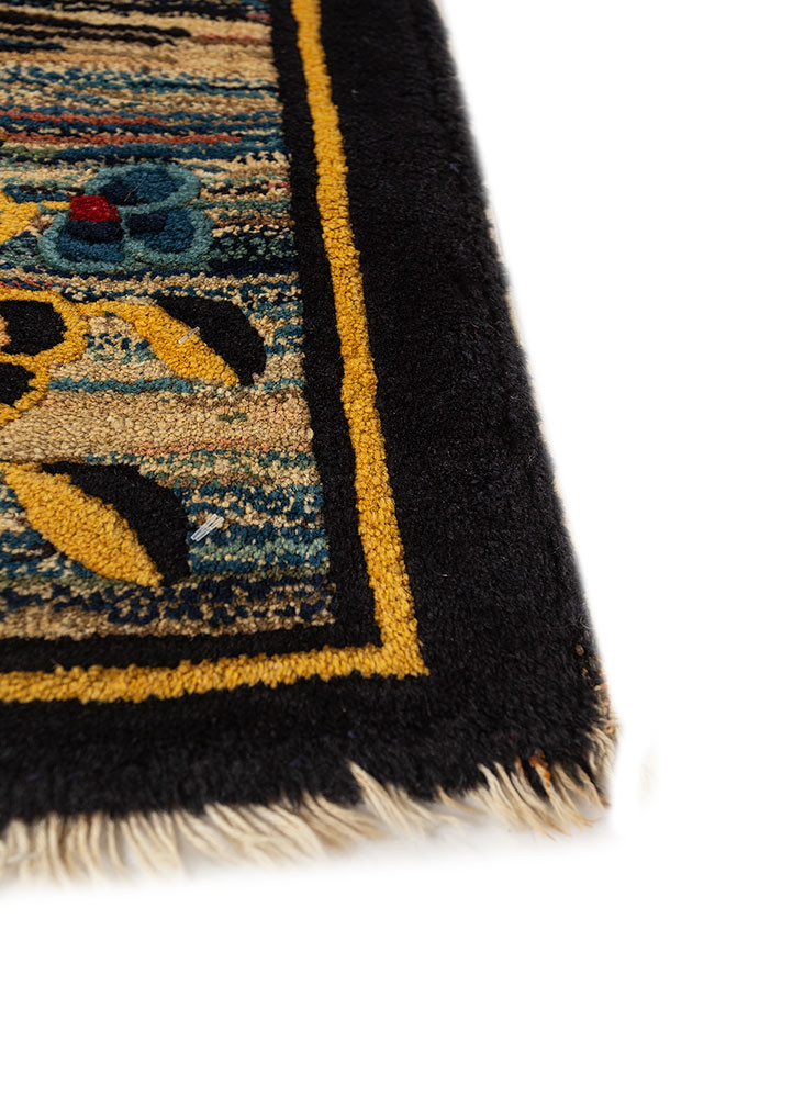 aalam blue wool hand knotted Rug - Corner aalam blue wool hand knotted Rug - Corner