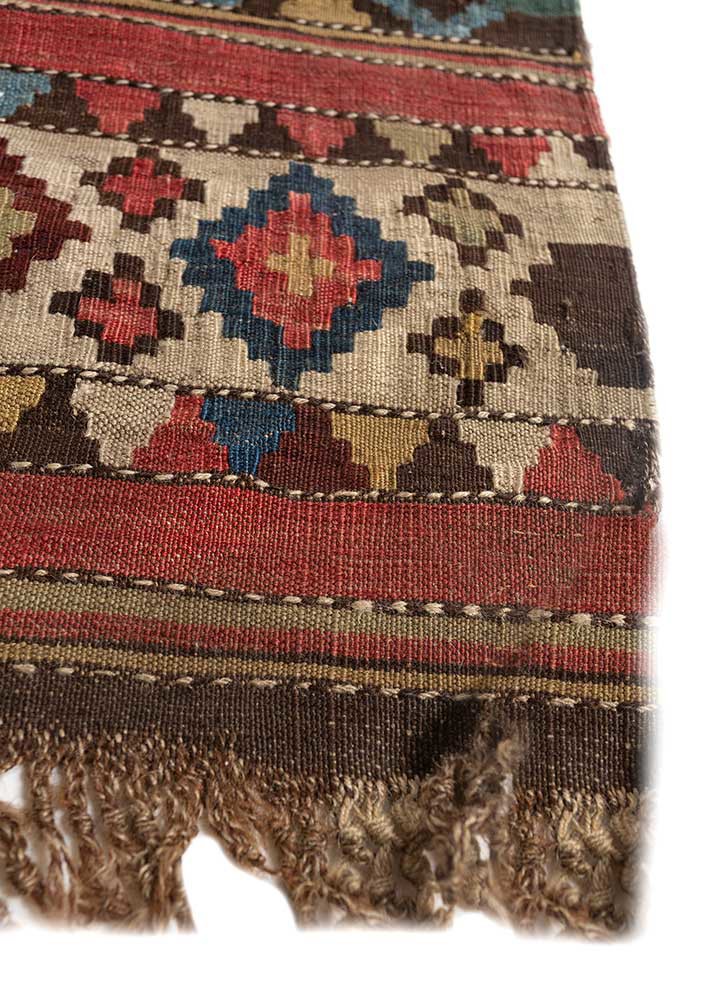 nayaab blue wool flat weaves Rug - Corner