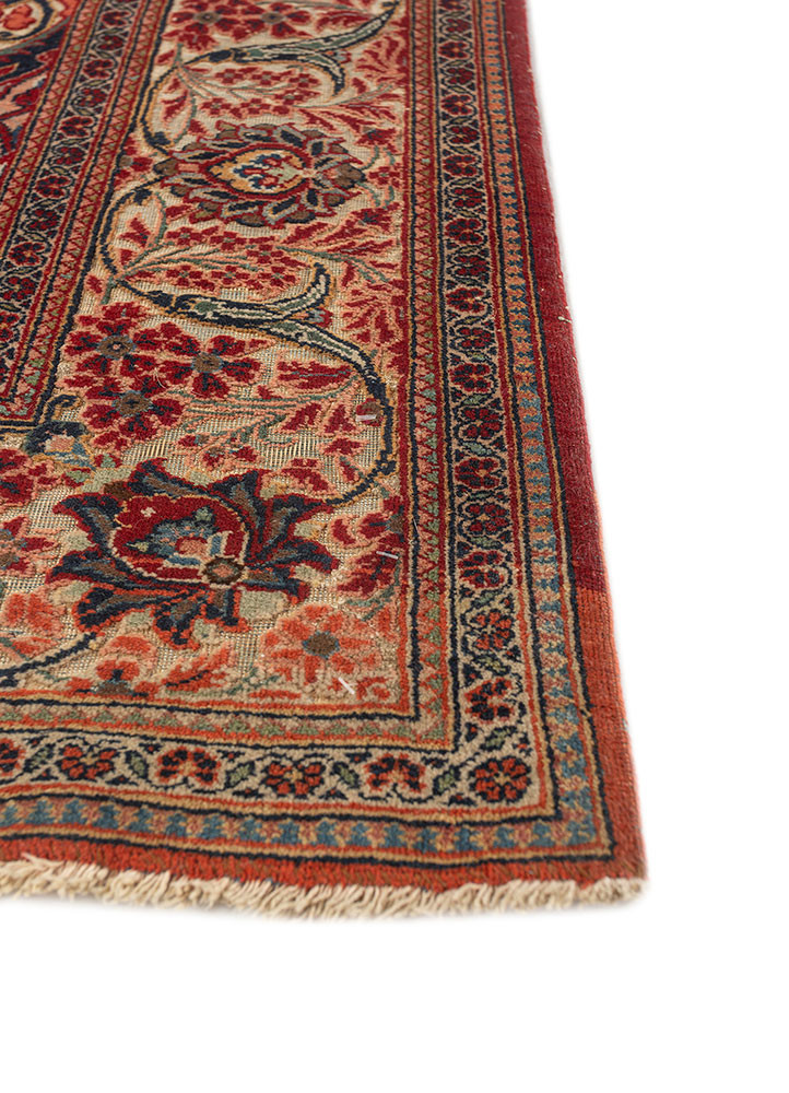 aalam red and orange wool hand knotted Rug - Corner aalam red and orange wool hand knotted Rug - Corner