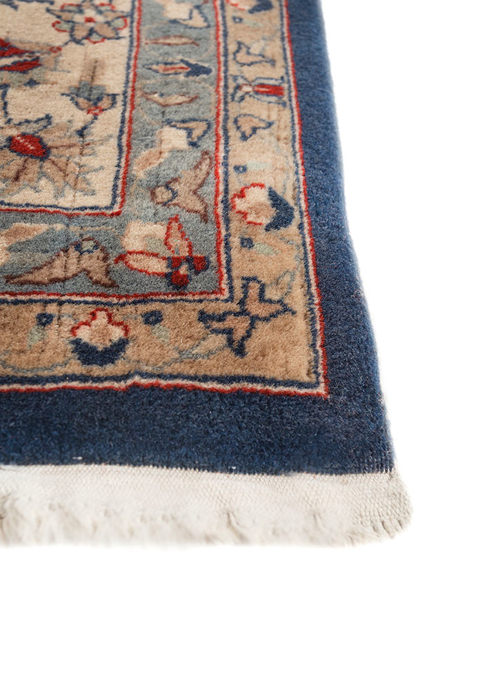 aalam blue wool hand knotted Rug - Corner aalam blue wool hand knotted Rug - Corner