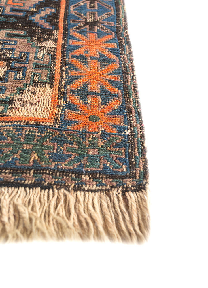 nayaab blue wool flat weaves Rug - Corner