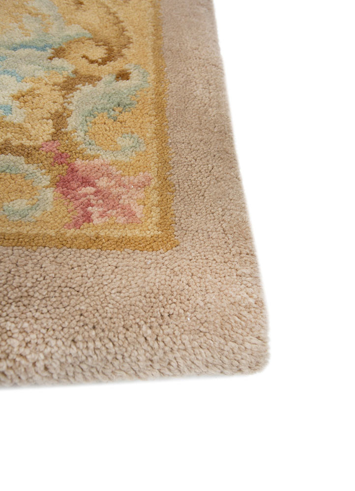 aalam beige and brown wool hand knotted Rug - Corner aalam beige and brown wool hand knotted Rug - Corner