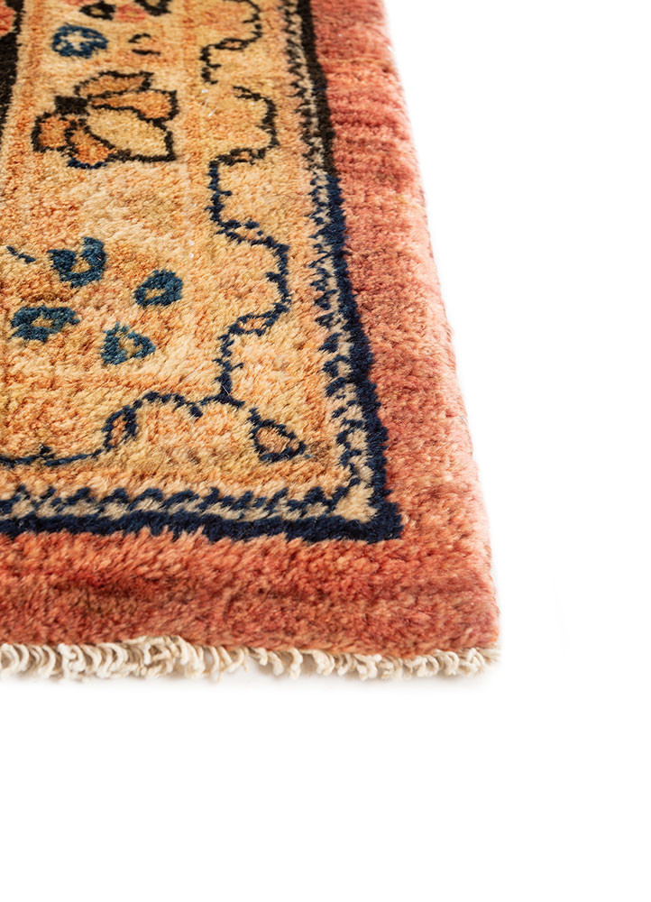 aalam red and orange wool hand knotted Rug - Corner aalam red and orange wool hand knotted Rug - Corner
