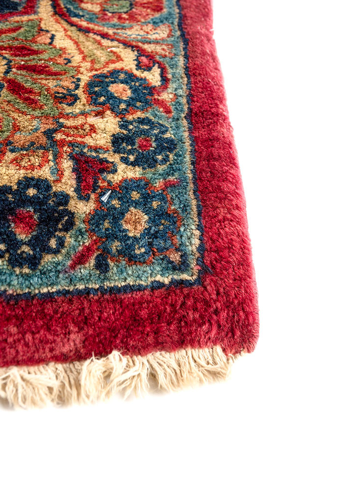 aalam red and orange wool hand knotted Rug - Corner aalam red and orange wool hand knotted Rug - Corner