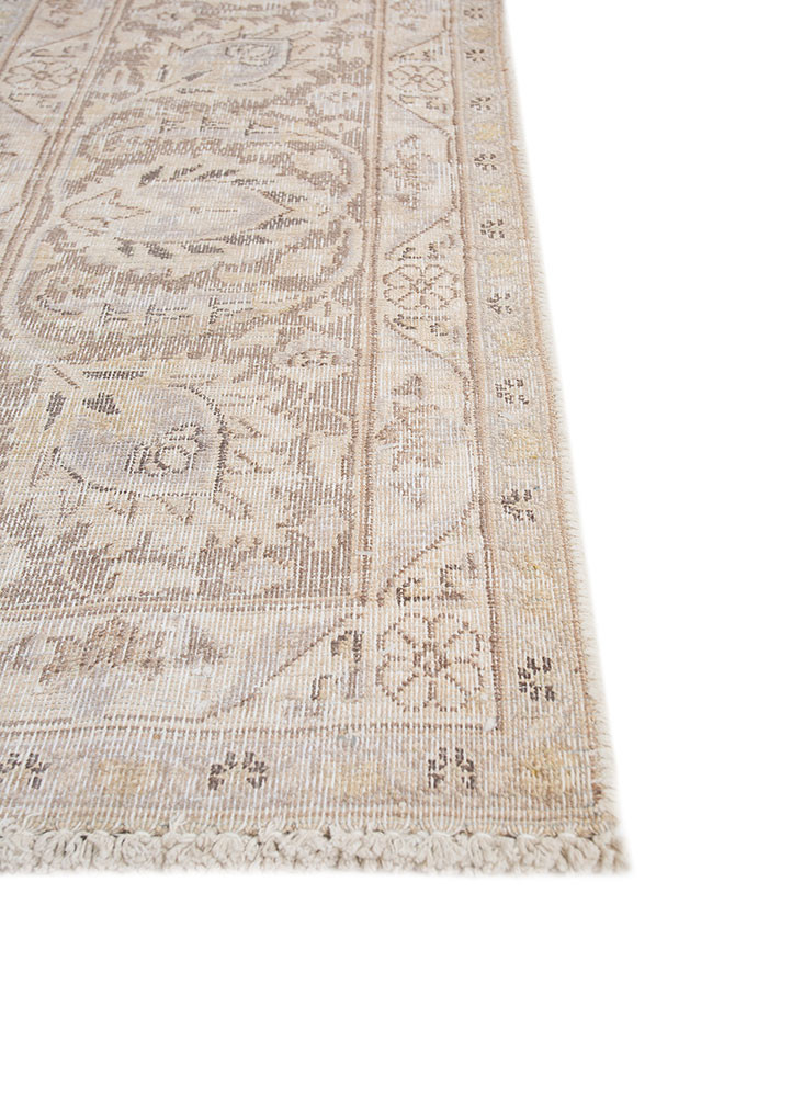 aalam beige and brown wool hand knotted Rug - Corner aalam beige and brown wool hand knotted Rug - Corner