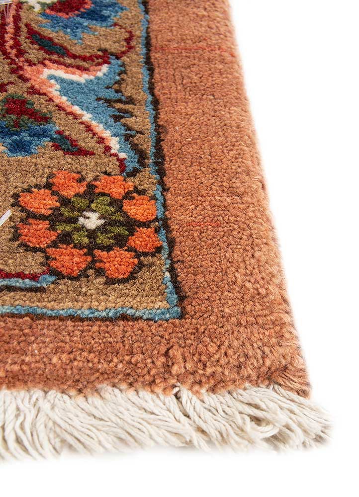 aalam pink and purple wool hand knotted Rug - Corner