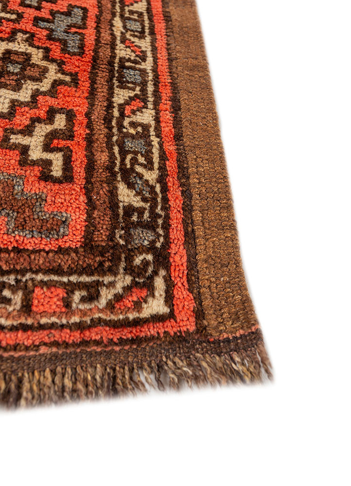 kiaan red and orange wool hand knotted Rug - Corner