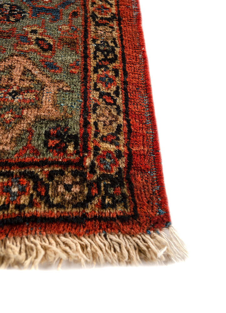 aalam red and orange wool hand knotted Rug - Corner aalam red and orange wool hand knotted Rug - Corner