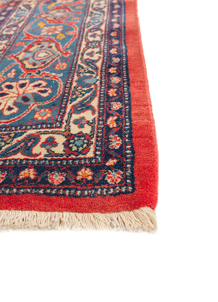 aalam red and orange wool hand knotted Rug - Corner aalam red and orange wool hand knotted Rug - Corner