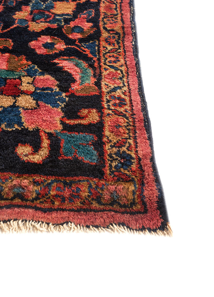 aalam red and orange wool hand knotted Rug - Corner