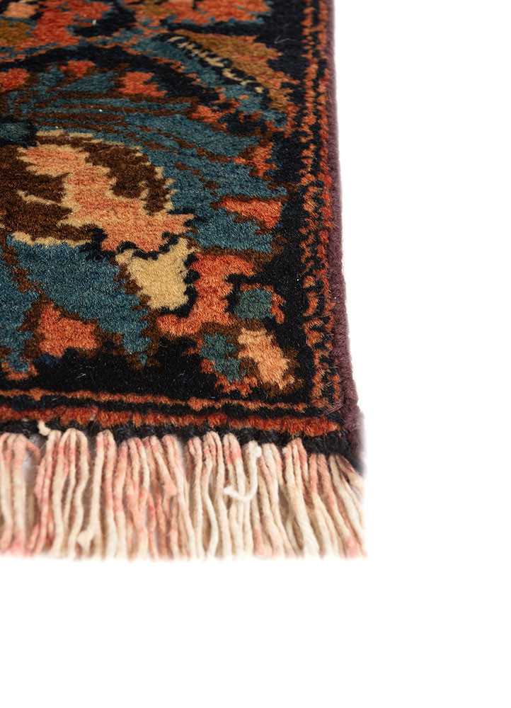 aalam red and orange wool hand knotted Rug - Corner