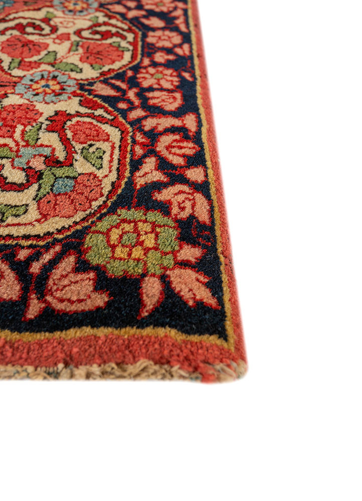 aalam pink and purple wool hand knotted Rug - Corner