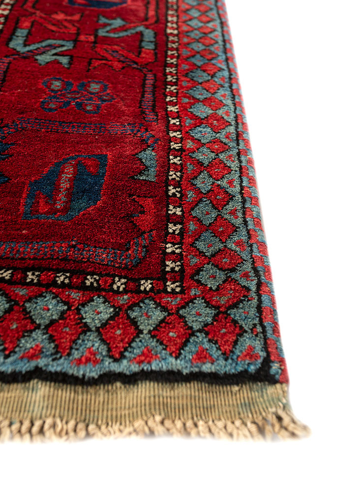 aalam red and orange wool hand knotted Rug - Corner aalam red and orange wool hand knotted Rug - Corner