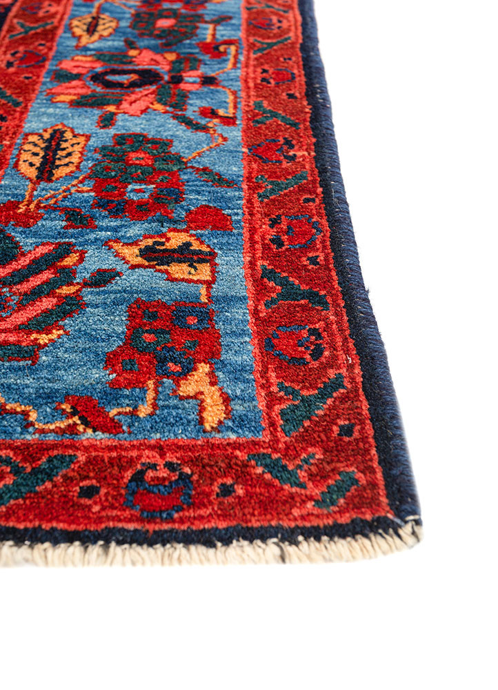 aalam blue wool hand knotted Rug - Corner