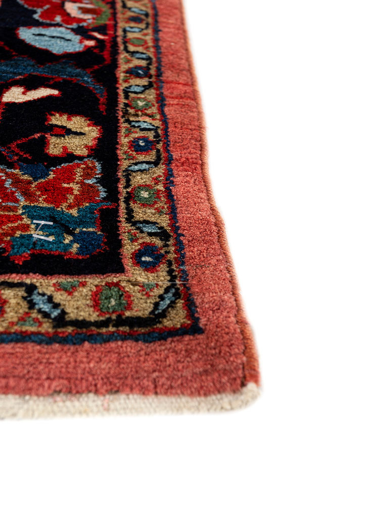 aalam red and orange wool hand knotted Rug - Corner aalam red and orange wool hand knotted Rug - Corner