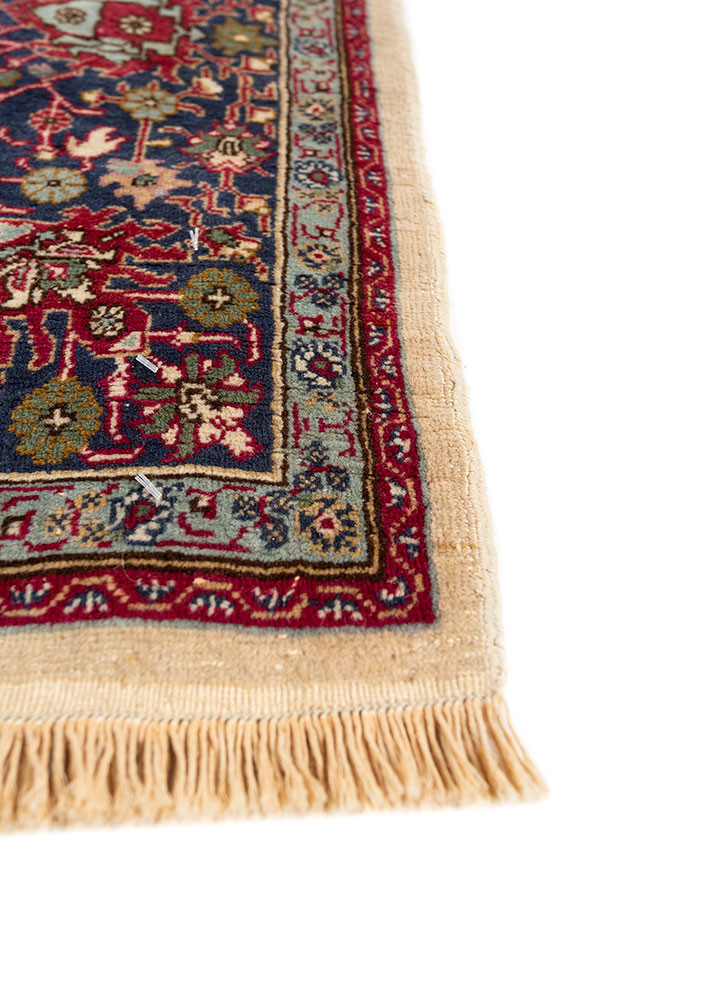 aalam beige and brown wool hand knotted Rug - Corner