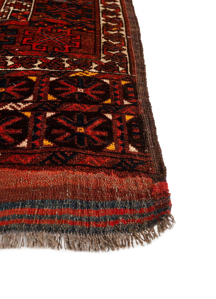 kiaan red and orange wool hand knotted Rug - Corner