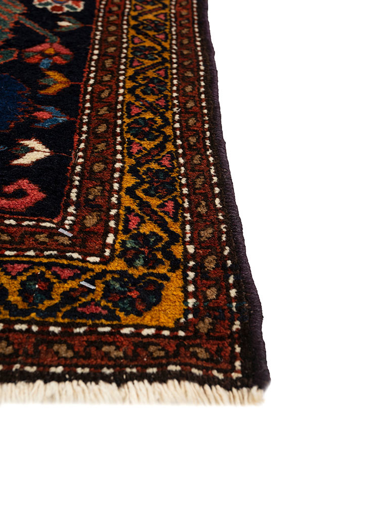 aalam blue wool hand knotted Rug - Corner
