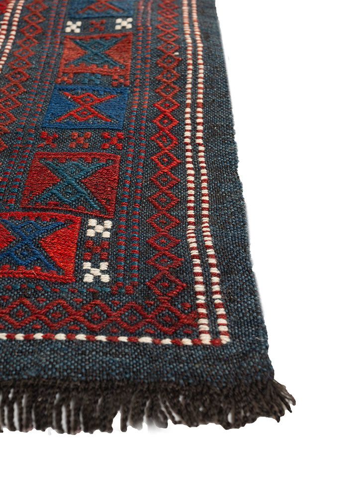 aalam blue wool hand knotted Rug - Corner aalam blue wool hand knotted Rug - Corner