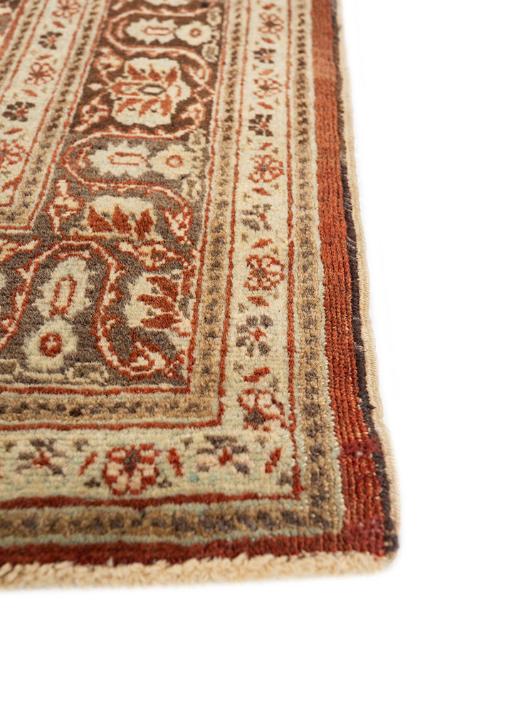 aalam red and orange wool hand knotted Rug - Corner aalam red and orange wool hand knotted Rug - Corner