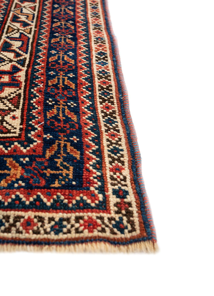 aalam blue wool hand knotted Rug - Corner aalam blue wool hand knotted Rug - Corner