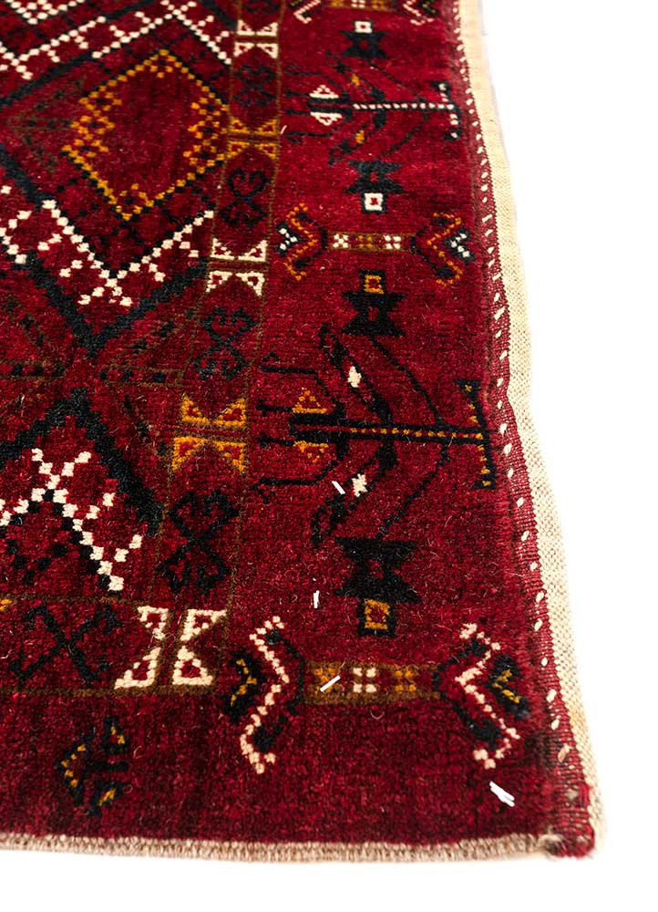 kiaan red and orange wool hand knotted Rug - Corner