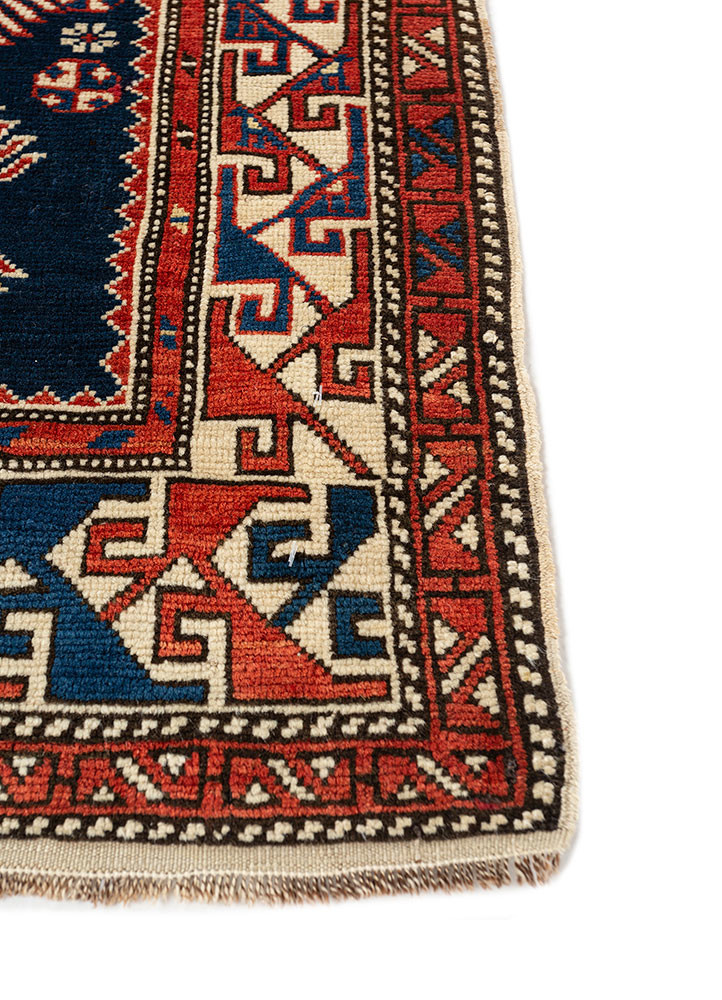 kiaan blue wool hand knotted Rug - Corner