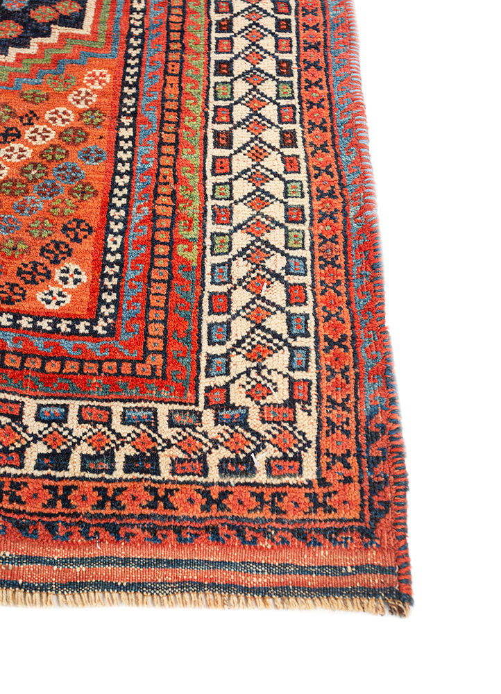 kiaan red and orange wool hand knotted Rug - Corner kiaan red and orange wool hand knotted Rug - Corner