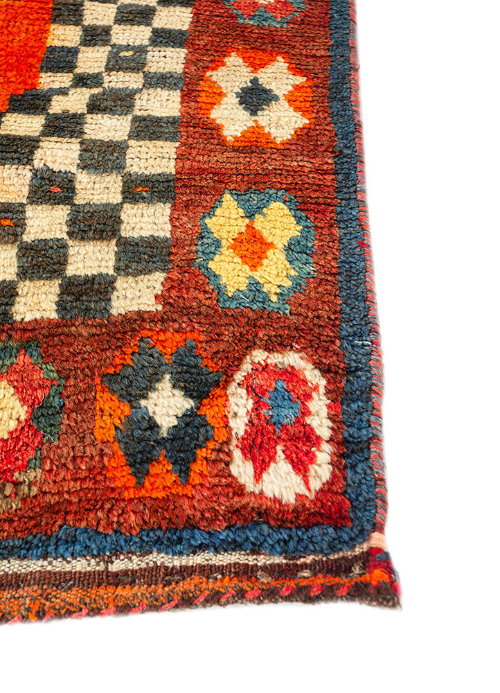 nuray red and orange wool hand knotted Rug - Corner nuray red and orange wool hand knotted Rug - Corner