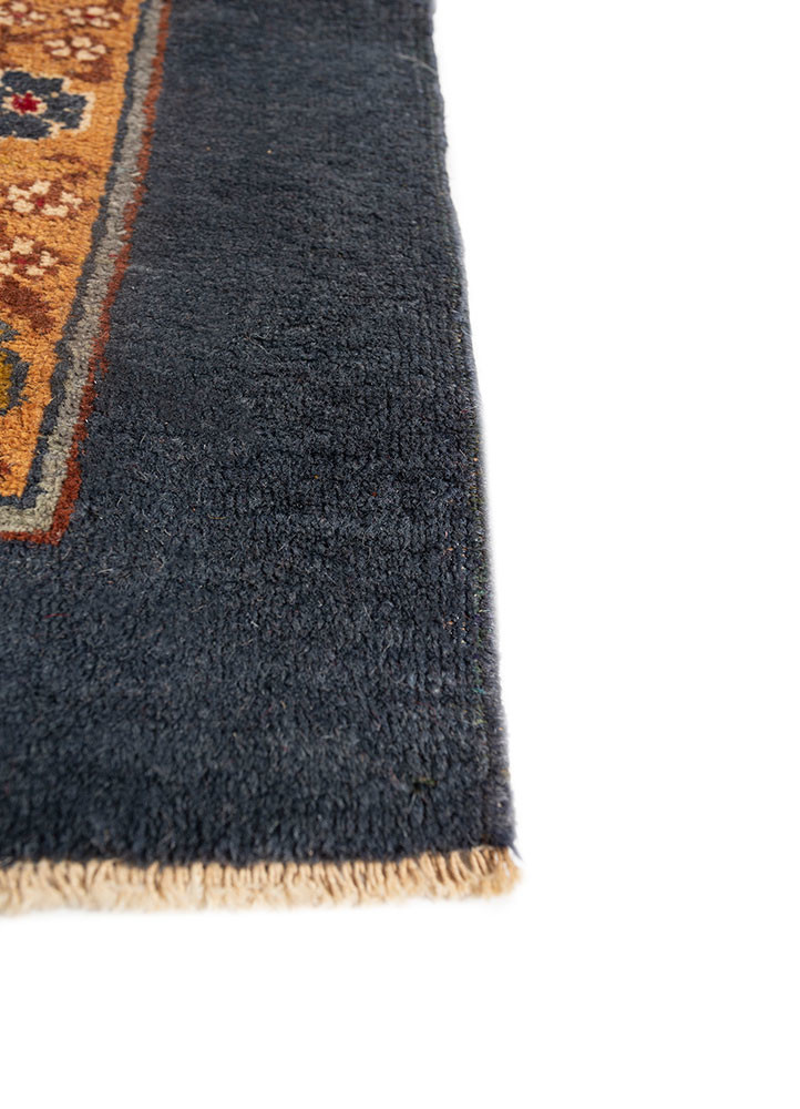 aalam blue wool hand knotted Rug - Corner