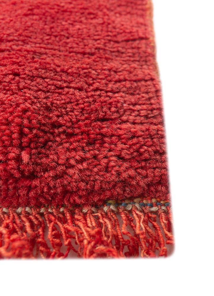 aalam red and orange wool hand knotted Rug - Corner