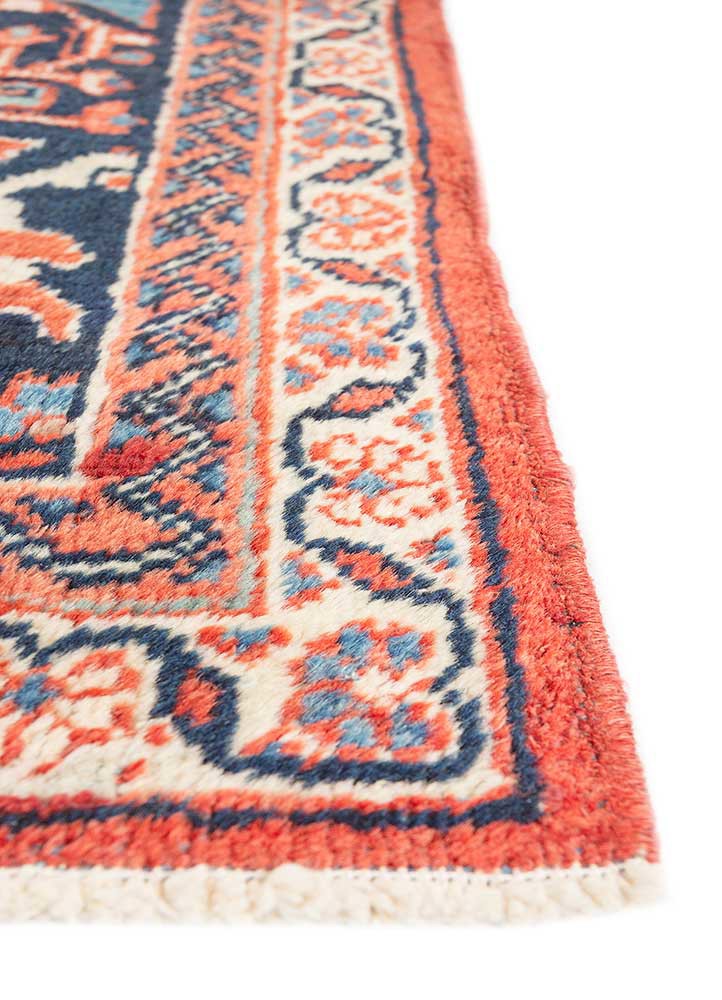 aalam red and orange wool hand knotted Rug - Corner aalam red and orange wool hand knotted Rug - Corner