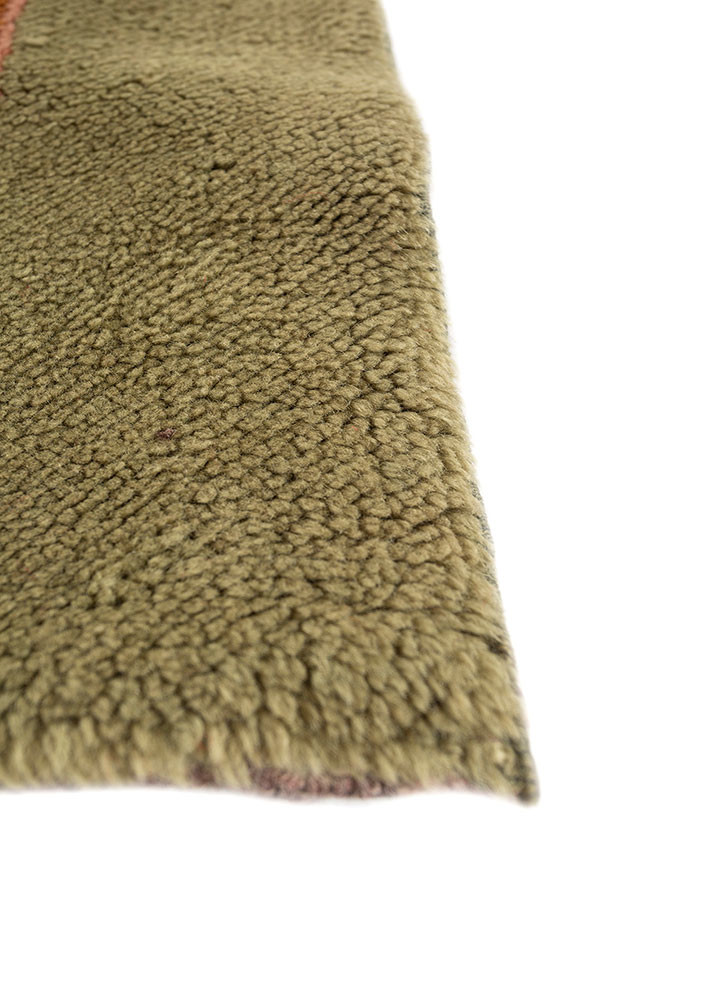 aalam green wool hand knotted Rug - Corner aalam green wool hand knotted Rug - Corner