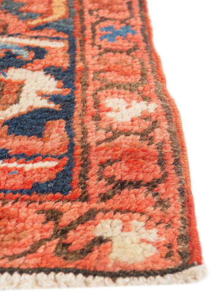 aalam red and orange wool hand knotted Rug - Corner aalam red and orange wool hand knotted Rug - Corner