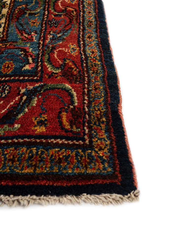 aalam red and orange wool hand knotted Rug - Corner aalam red and orange wool hand knotted Rug - Corner