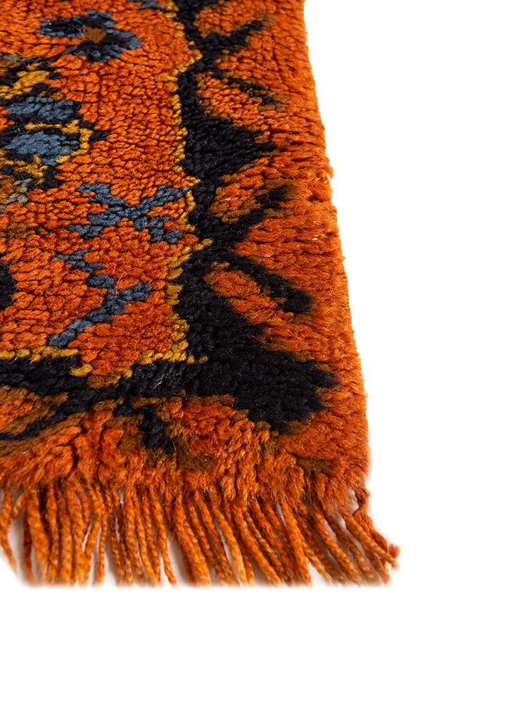 aalam red and orange wool hand knotted Rug - Corner aalam red and orange wool hand knotted Rug - Corner